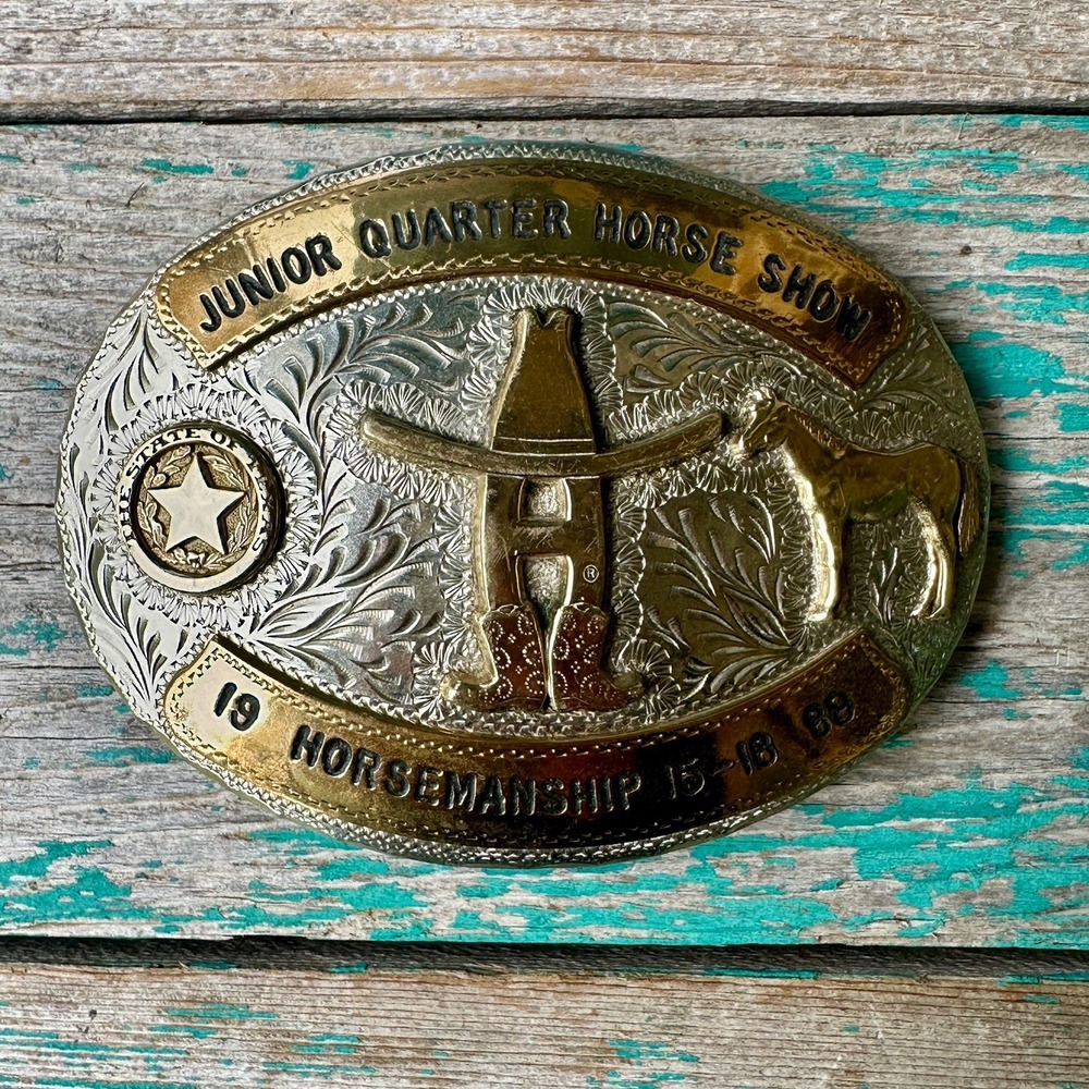Award Design Medals Junior Quarterhorse Show Belt Buckle 4.2 Inch 1989 Texas